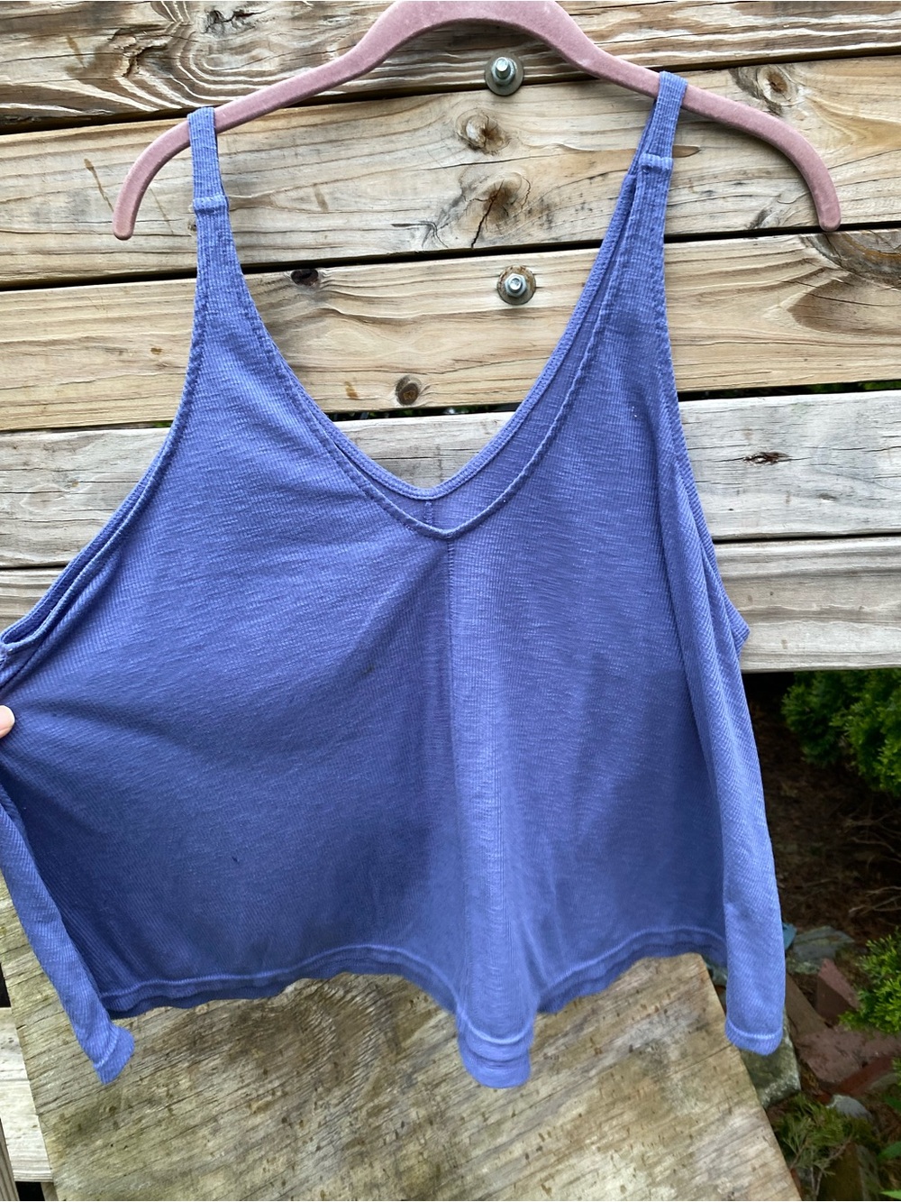 Women's V-Neck Ribbed Tank Top - Lavender Blue